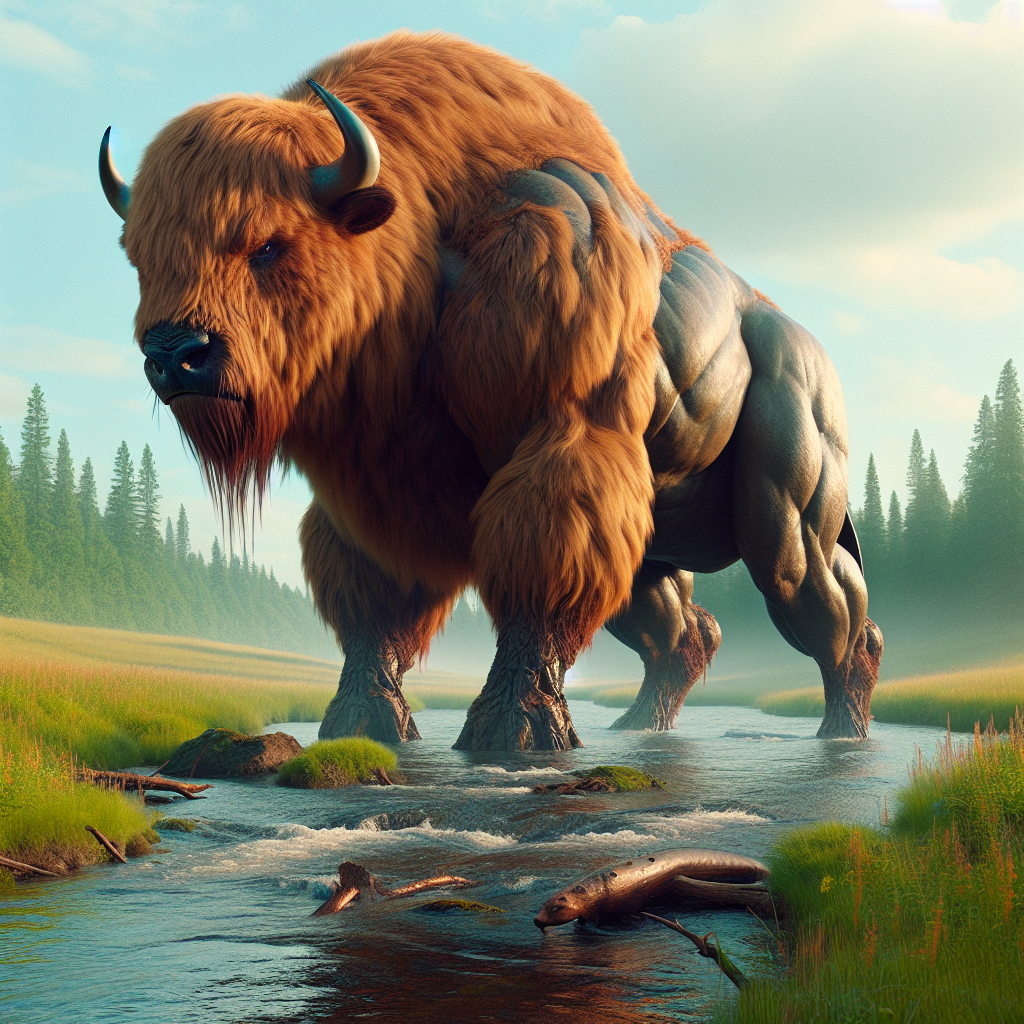 Bisonaver, an AI-generated hybrid of Bison and Beaver
