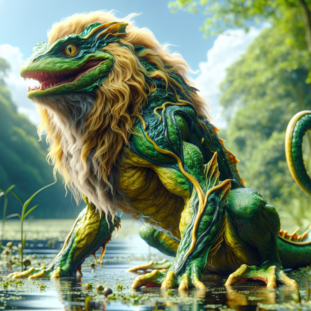 Frogion, an AI-generated hybrid of Frog and Lion