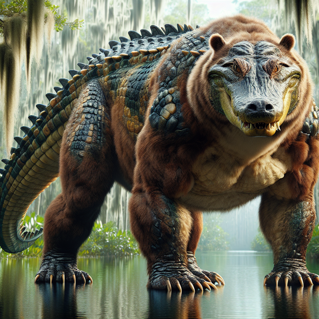 Bearigator, an AI-generated hybrid of Bear and Alligator