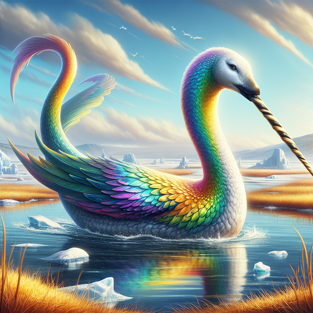 Narwanswool, an AI-generated hybrid of Narwhal and Swan