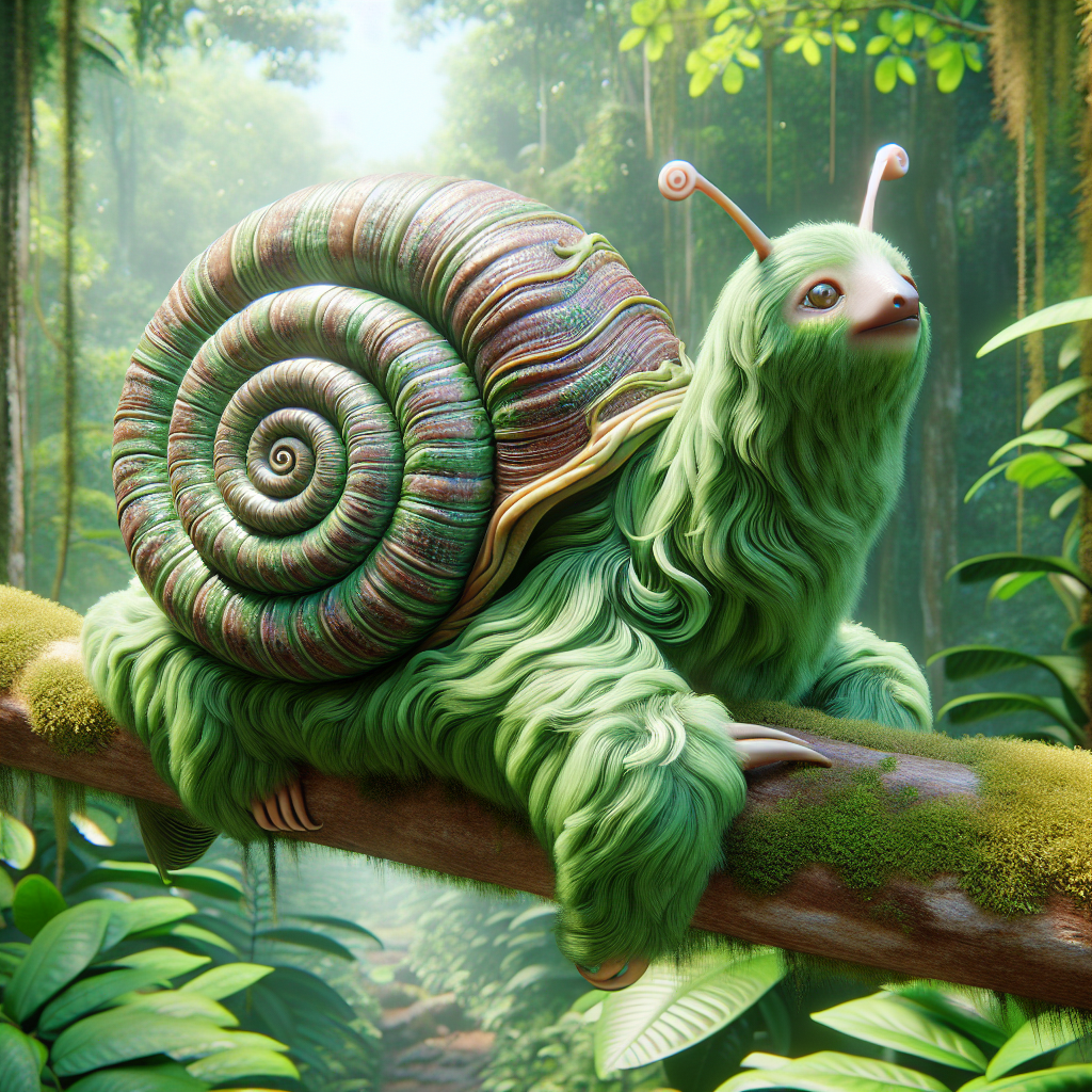 Slothail, an AI-generated hybrid of Sloth and Snail
