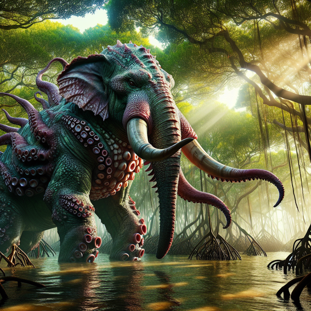 Octophant, an AI-generated hybrid of Octopus and Elephant