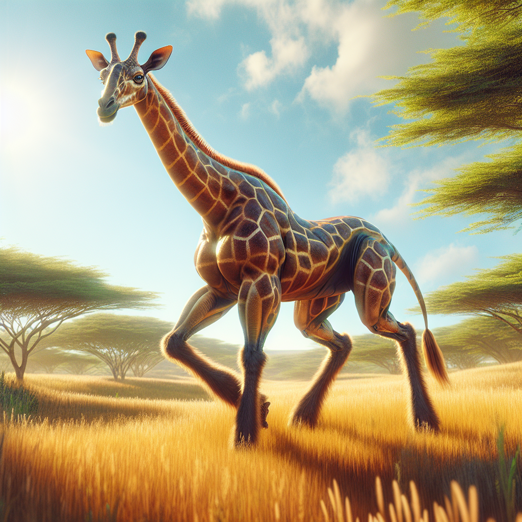Giraffopper, an AI-generated hybrid of Giraffe and Grasshopper