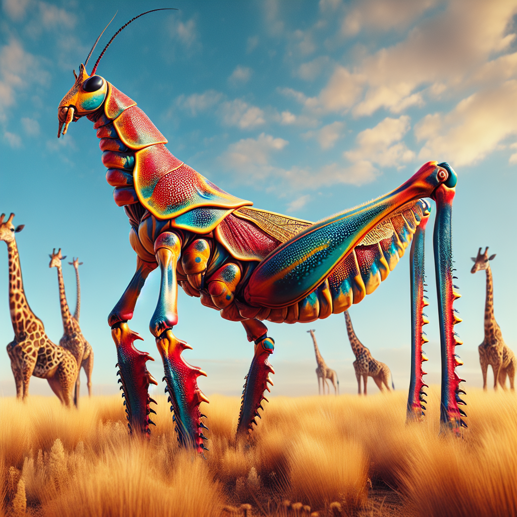 Giraffhopper, an AI-generated hybrid of Giraffe and Grasshopper