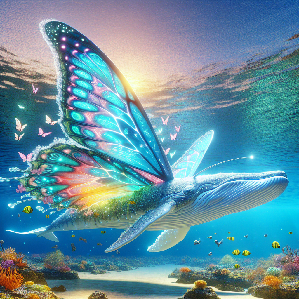 Flutterwhale, an AI-generated hybrid of Butterfly and Whale