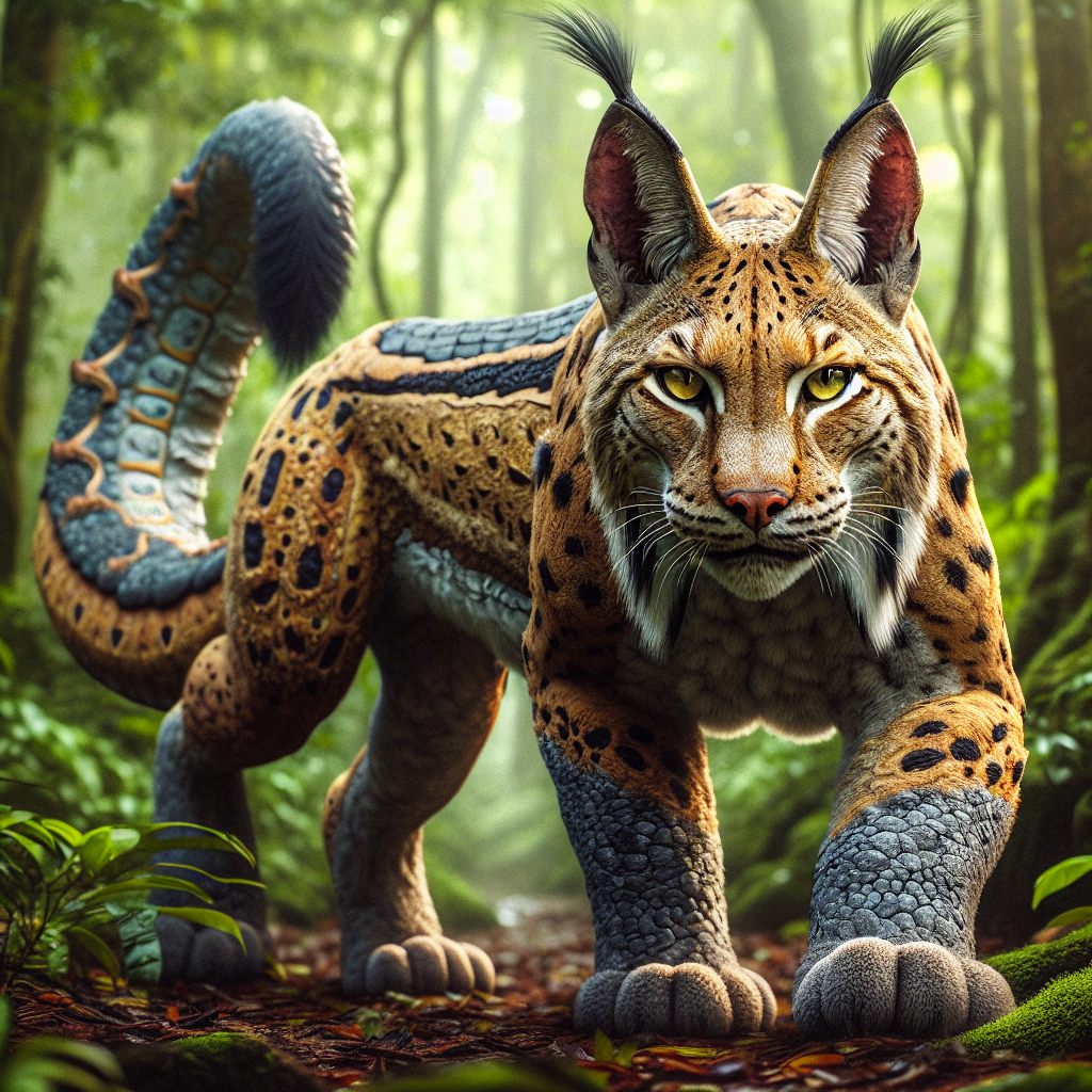 Lynkodo, an AI-generated hybrid of Lynx and Komodo Dragon