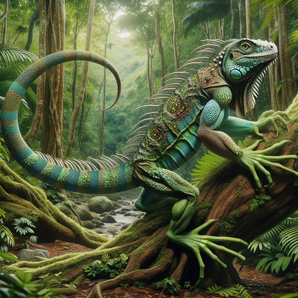 Moniguan, an AI-generated hybrid of Monkey and Iguana