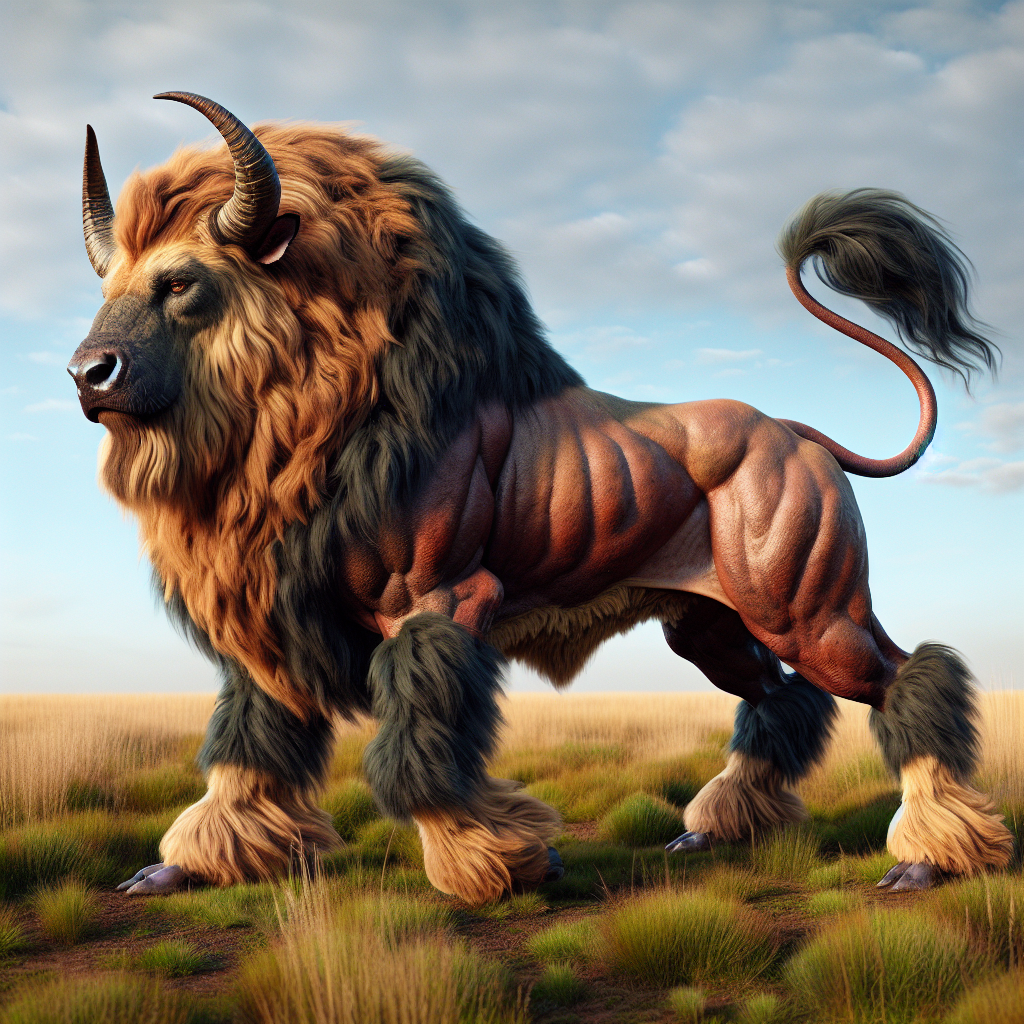 BaboBison, an AI-generated hybrid of Baboon and Bison