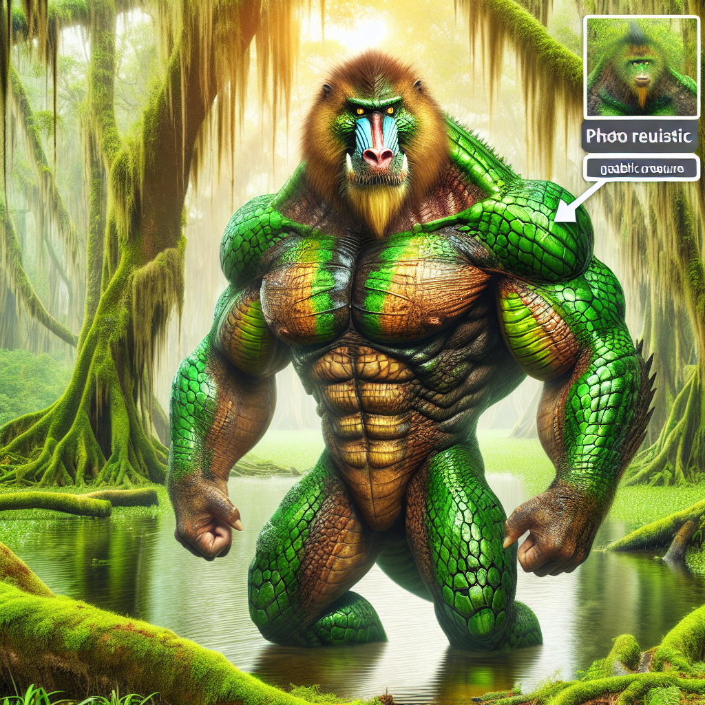 Gatorboon, an AI-generated hybrid of Alligator and Baboon