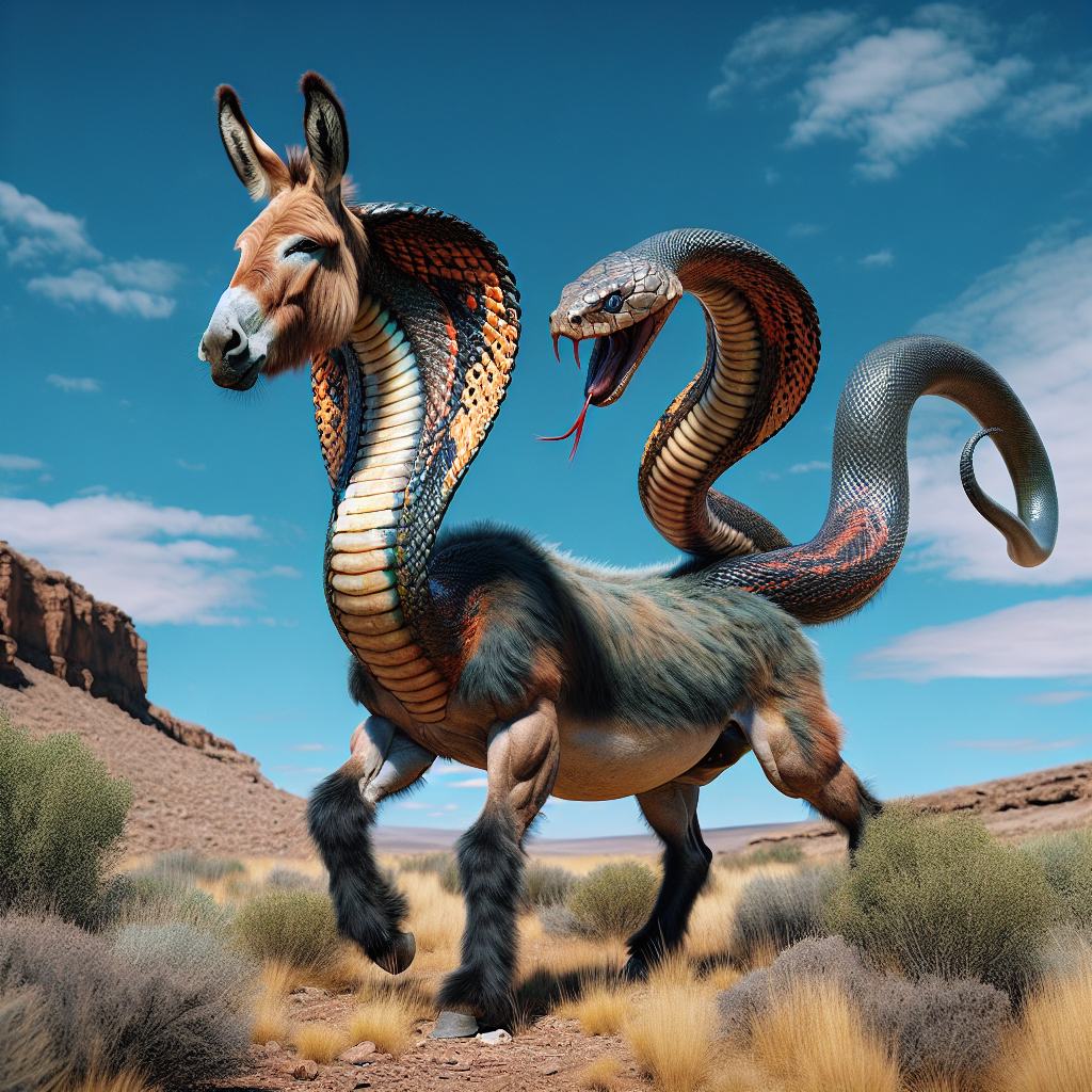 Donkobra, an AI-generated hybrid of Donkey and Cobra