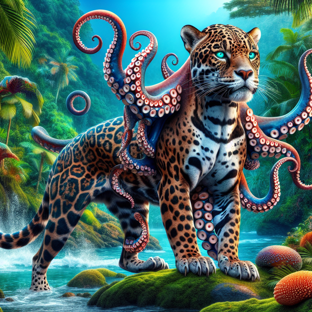 Jaguptus, an AI-generated hybrid of Jaguar and Octopus