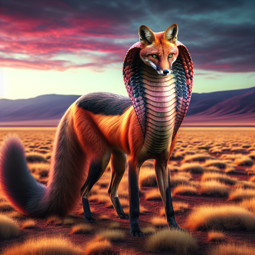 Cobrafox, an AI-generated hybrid of Cobra and Fox