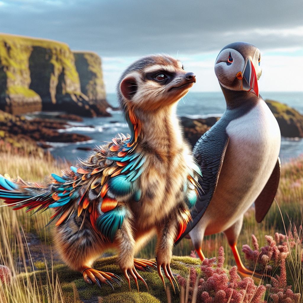 Meerkuffin, an AI-generated hybrid of Meerkat and Puffin