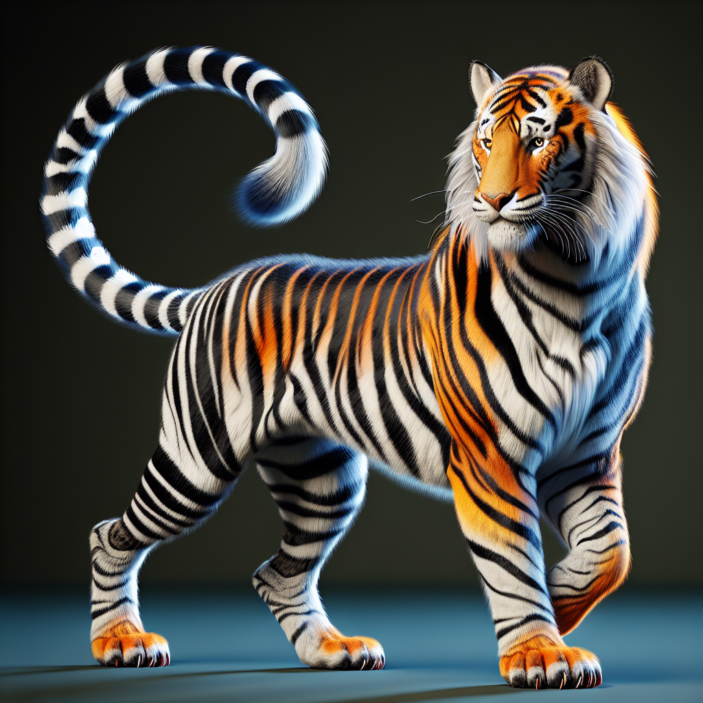 Tigebra, an AI-generated hybrid of Tiger and Zebra
