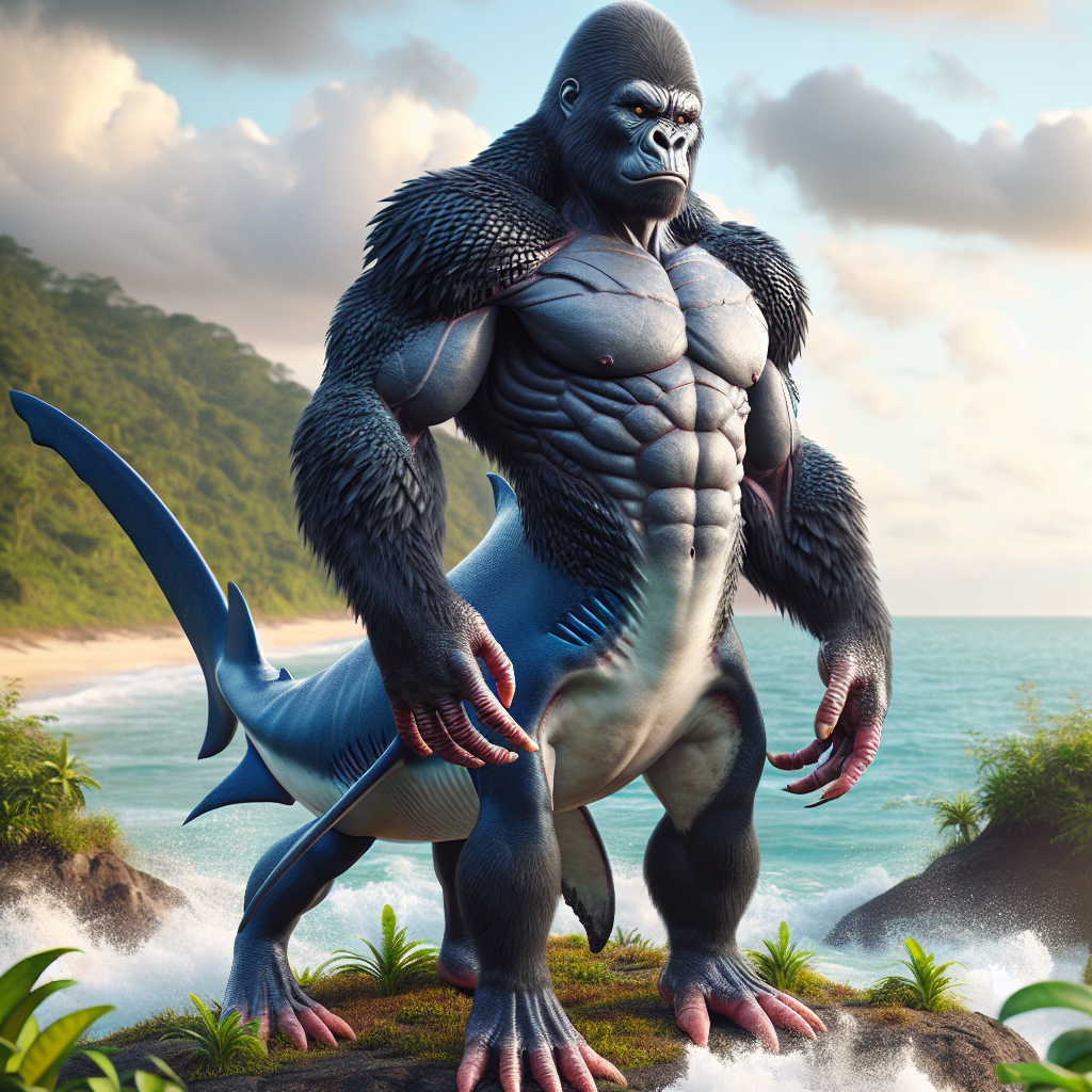 Gorashark, an AI-generated hybrid of Gorilla and Shark