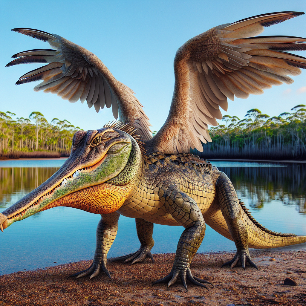 Peligator, an AI-generated hybrid of Alligator and Pelican