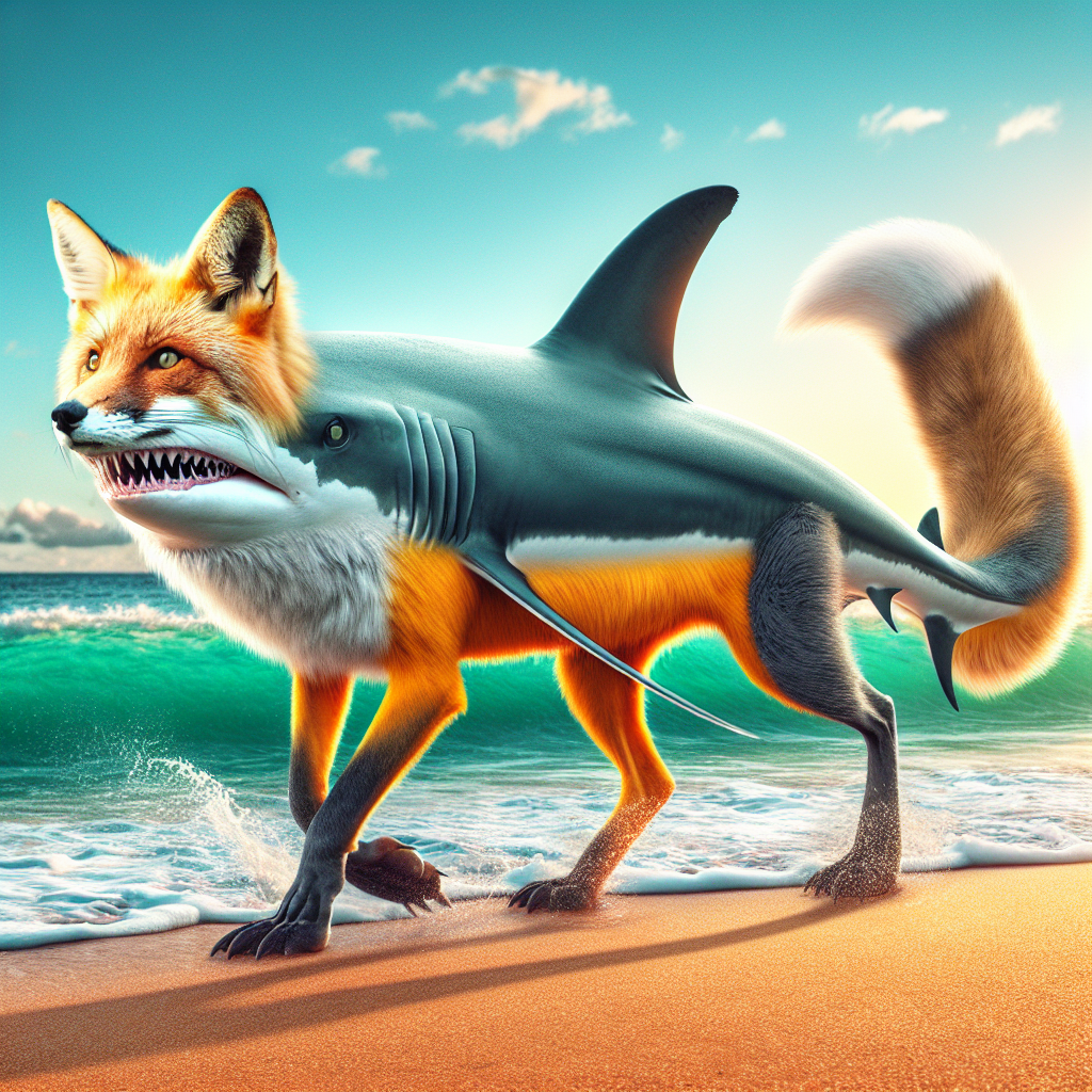 Foshark, an AI-generated hybrid of Fox and Shark