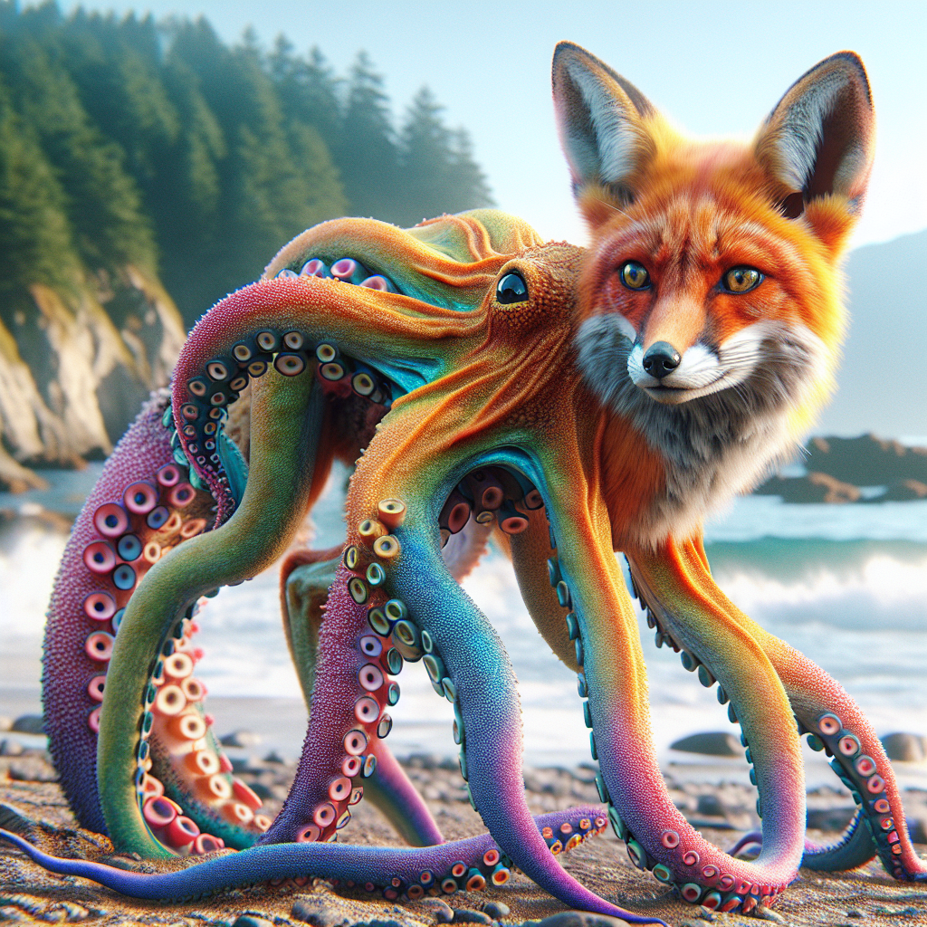 Octofox, an AI-generated hybrid of Octopus and Fox