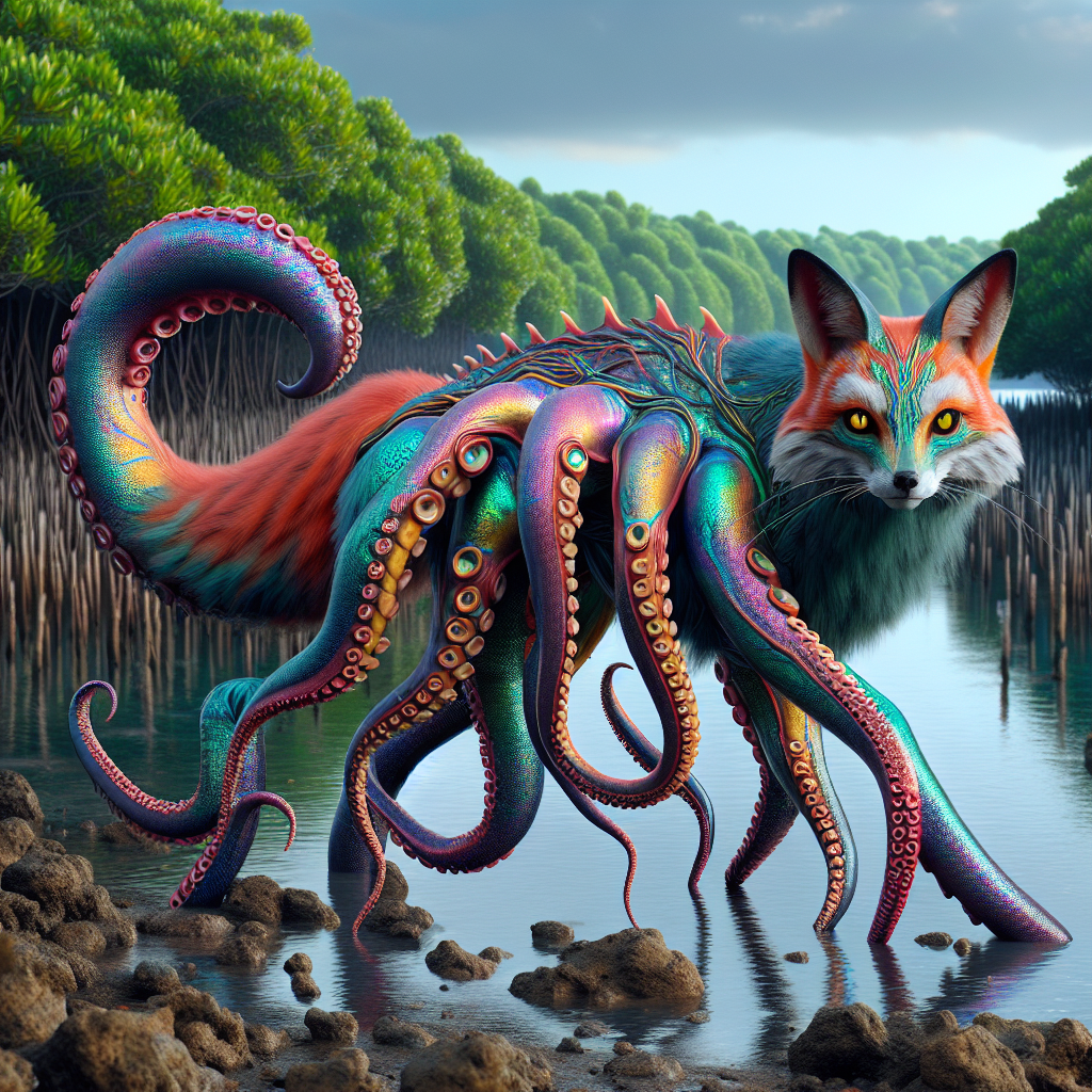 Octofox, an AI-generated hybrid of Octopus and Fox
