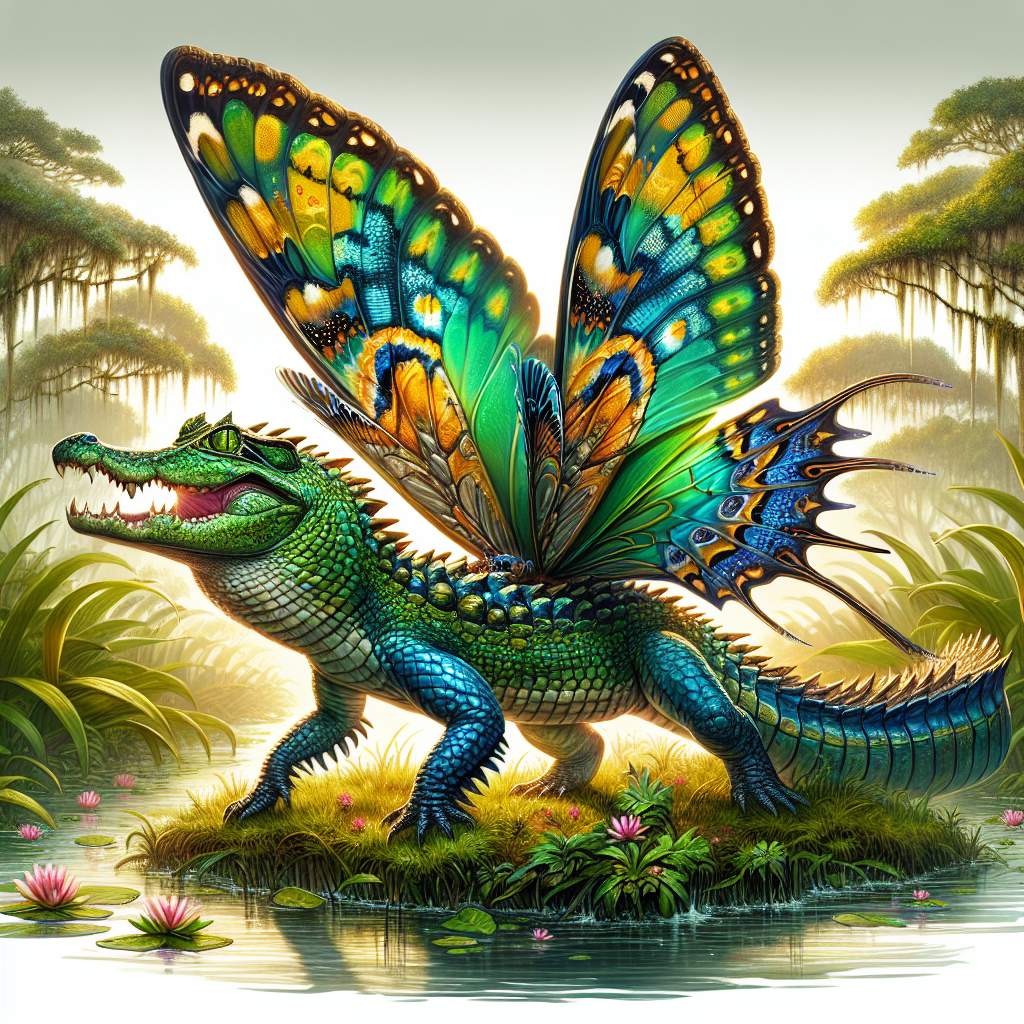 Allibutter, an AI-generated hybrid of Alligator and Butterfly