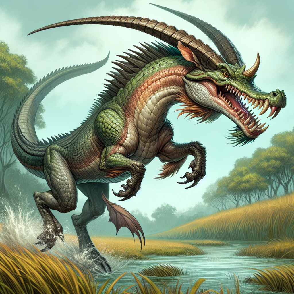 Allantelope, an AI-generated hybrid of Alligator and Antelope