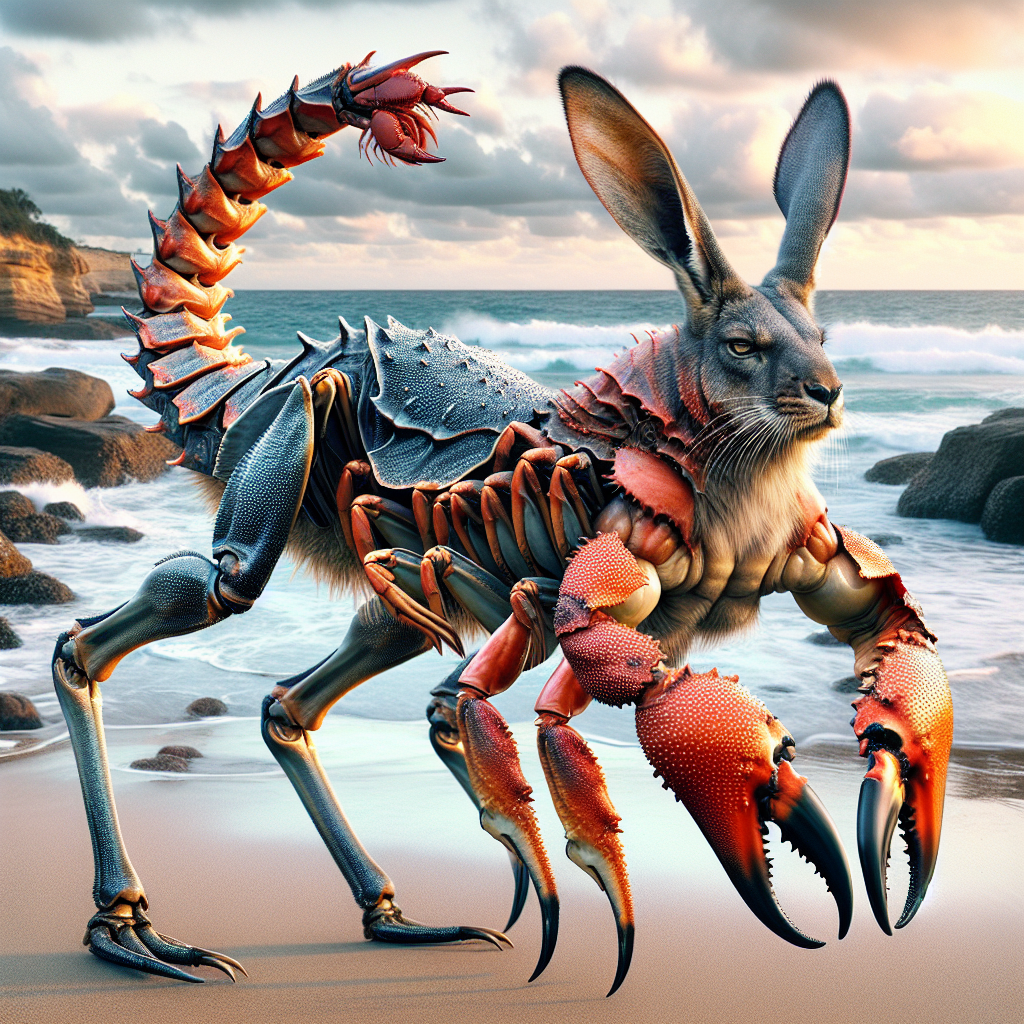 Crabroo, an AI-generated hybrid of Crab and Kangaroo