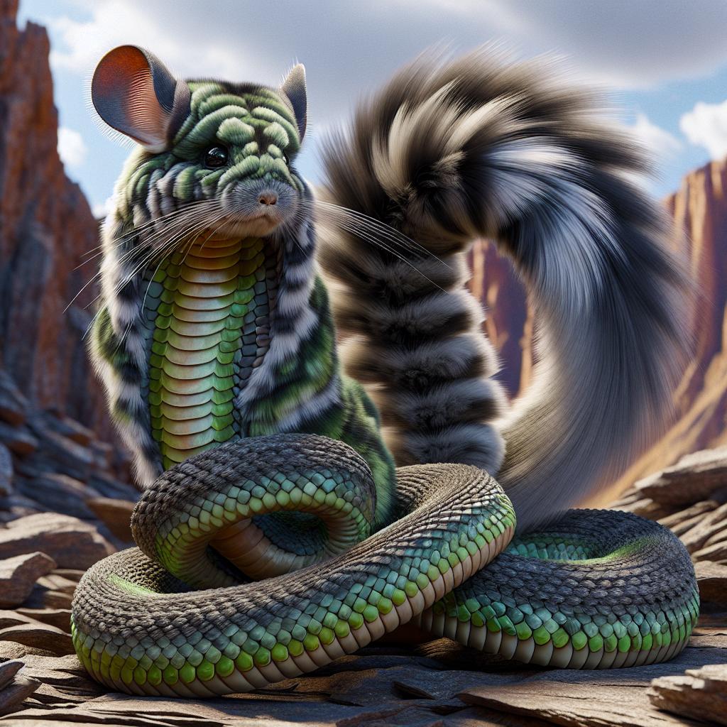 Chincobra, an AI-generated hybrid of Chinchilla and Cobra