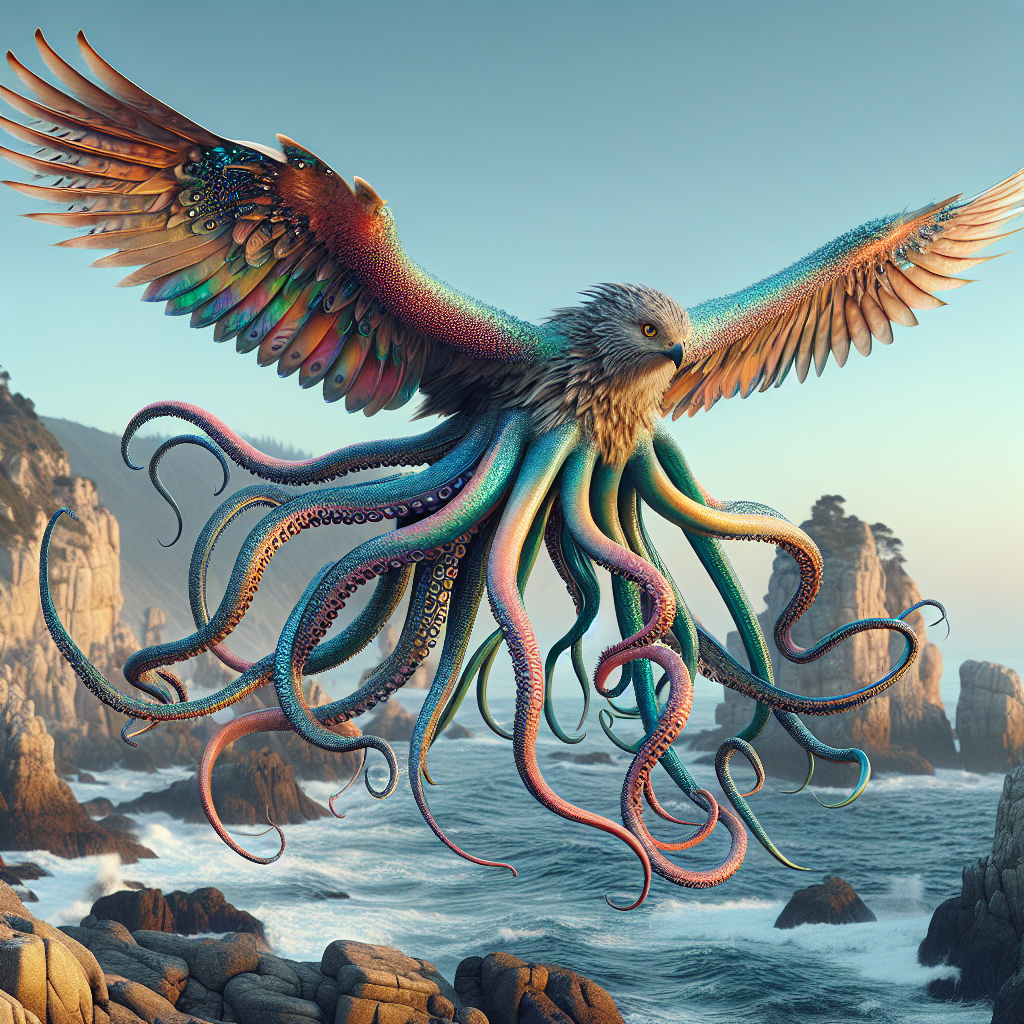 Octofalcon, an AI-generated hybrid of Octopus and Falcon