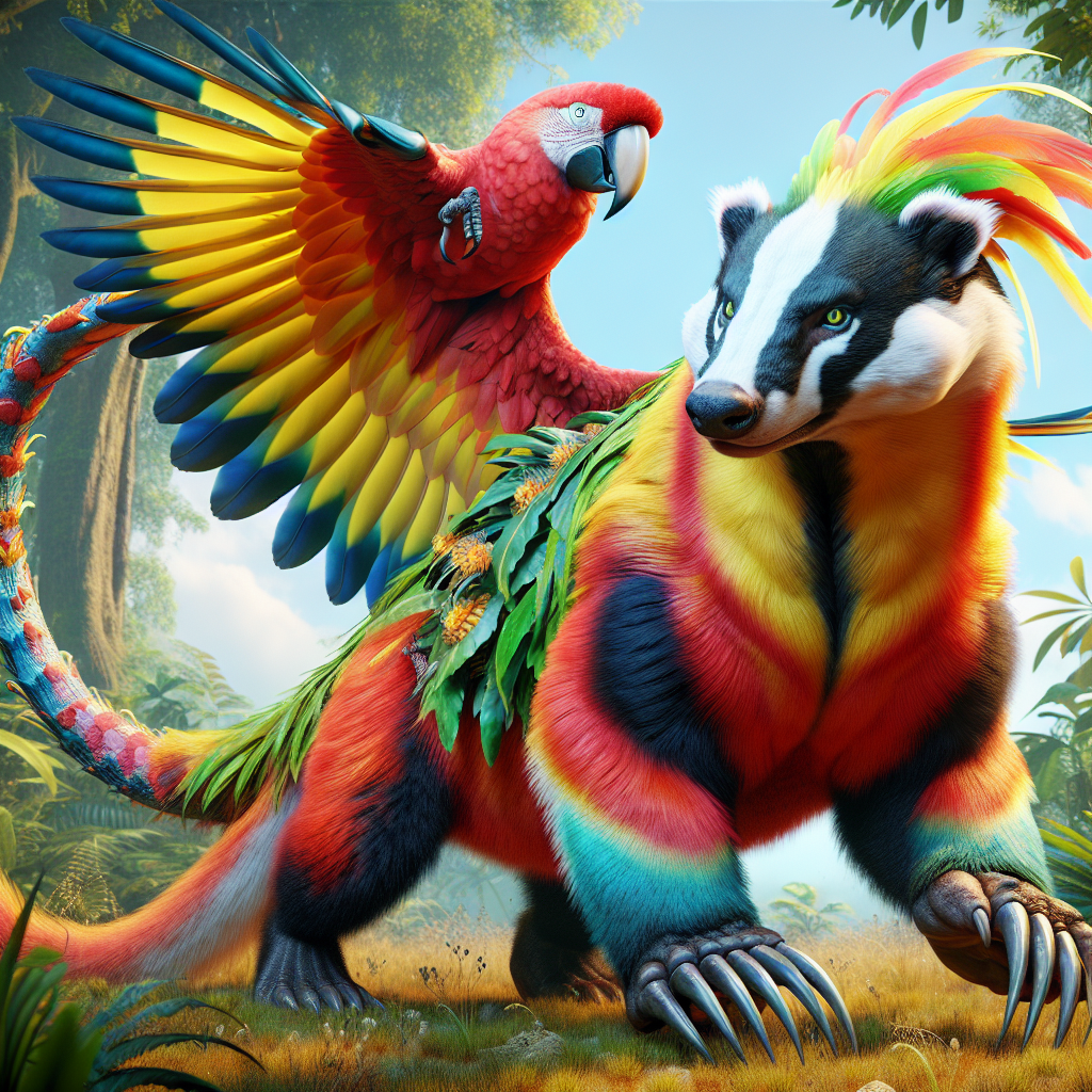 Badgatoo, an AI-generated hybrid of Badger and Cockatoo