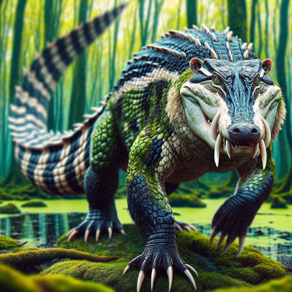 Allibadger, an AI-generated hybrid of Alligator and Badger