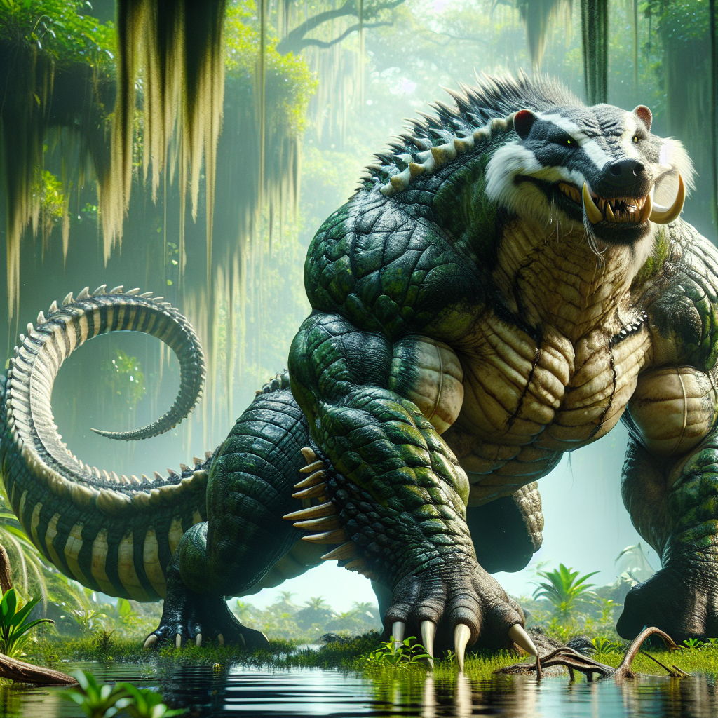 Allibadger, an AI-generated hybrid of Alligator and Badger