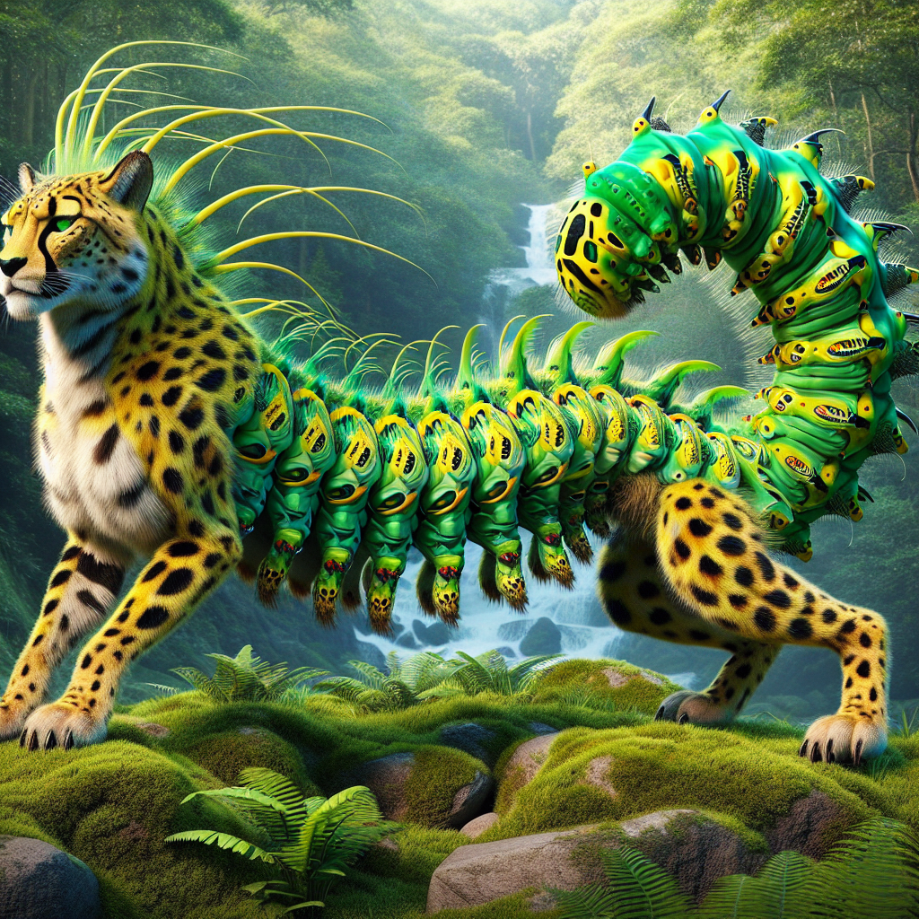Cheetahpillar, an AI-generated hybrid of Caterpillar and Cheetah