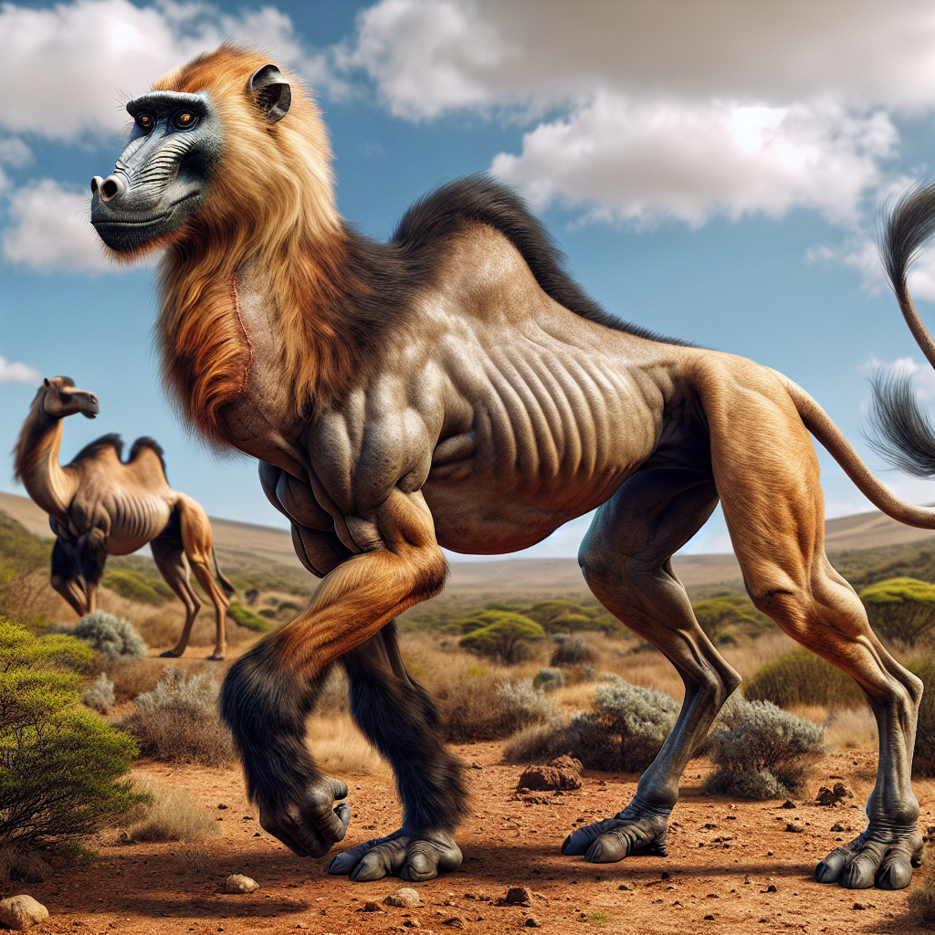 Bacam, an AI-generated hybrid of Baboon and Camel