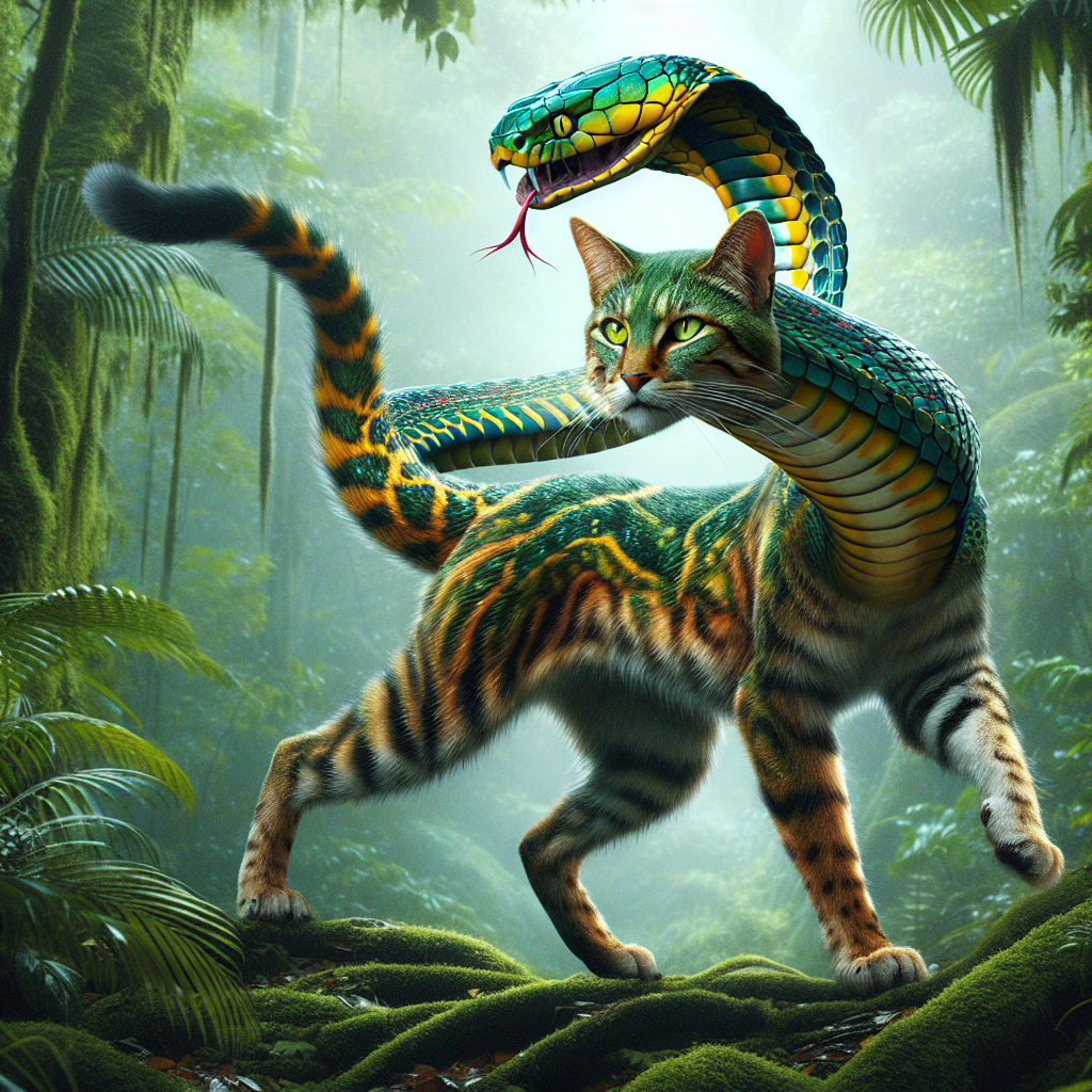Catrabran, an AI-generated hybrid of Cat and Cobra