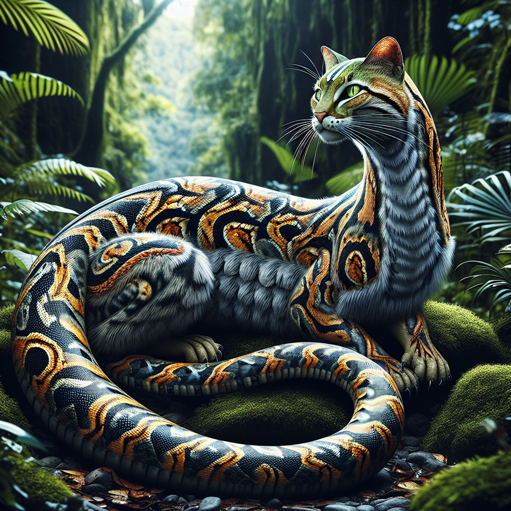 Cataobra, an AI-generated hybrid of Cat and Cobra