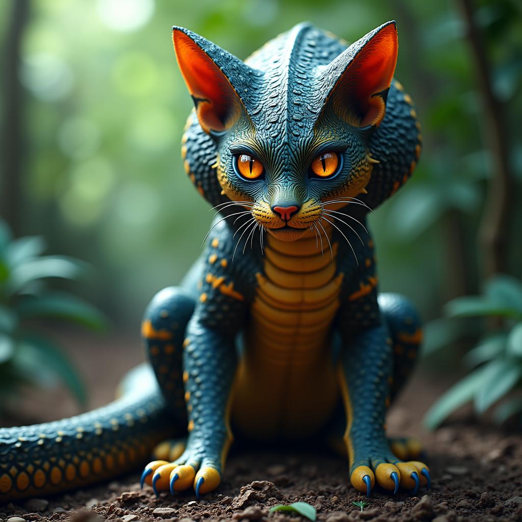 Catrabra, an AI-generated hybrid of Cat and Cobra