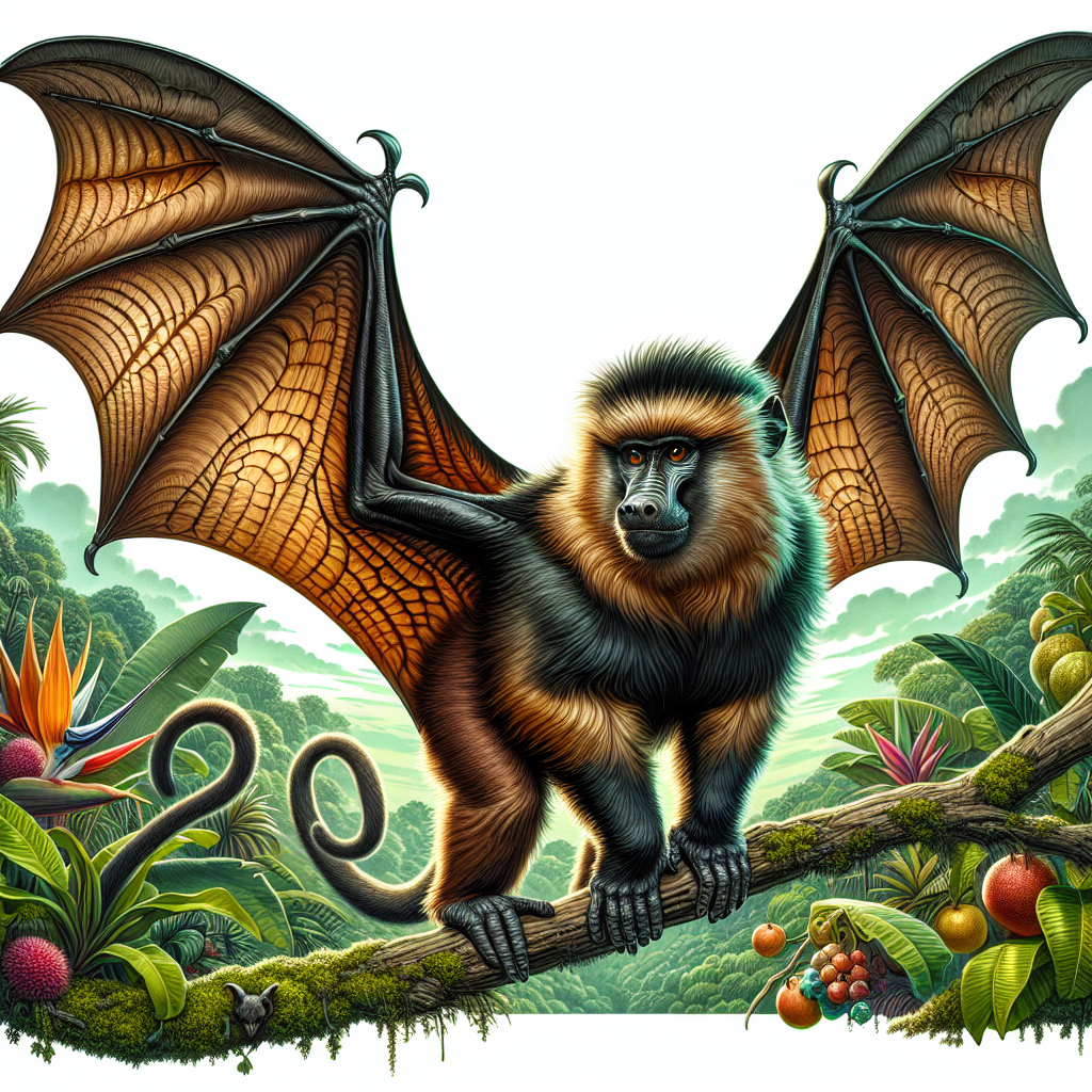 Batboon, an AI-generated hybrid of Bat and Baboon