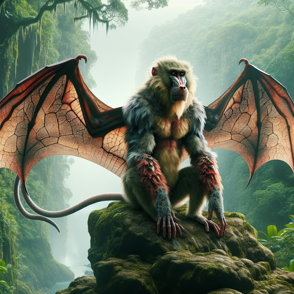 Batboon, an AI-generated hybrid of Bat and Baboon