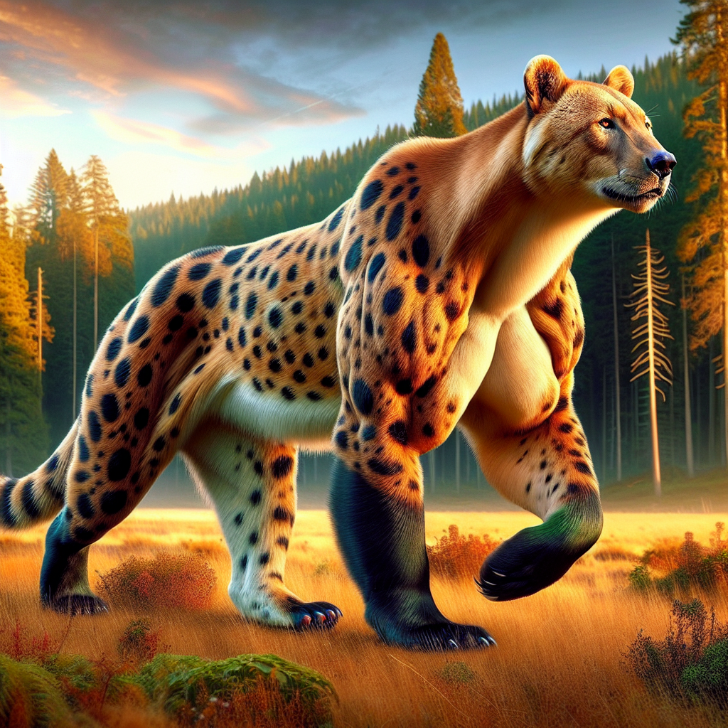Cheetahbear, an AI-generated hybrid of Cheetah and Bear