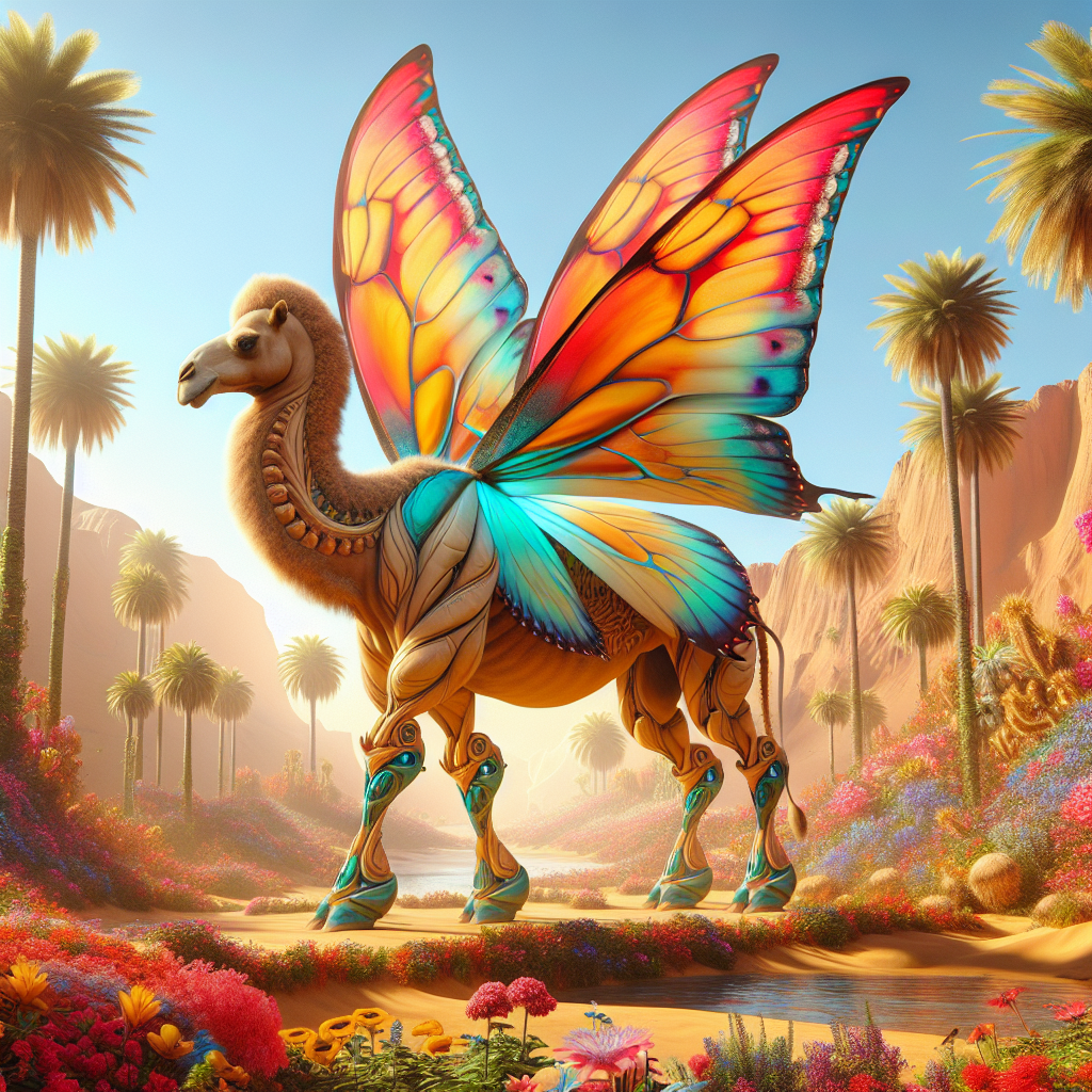 ButterCamel, an AI-generated hybrid of Butterfly and Camel