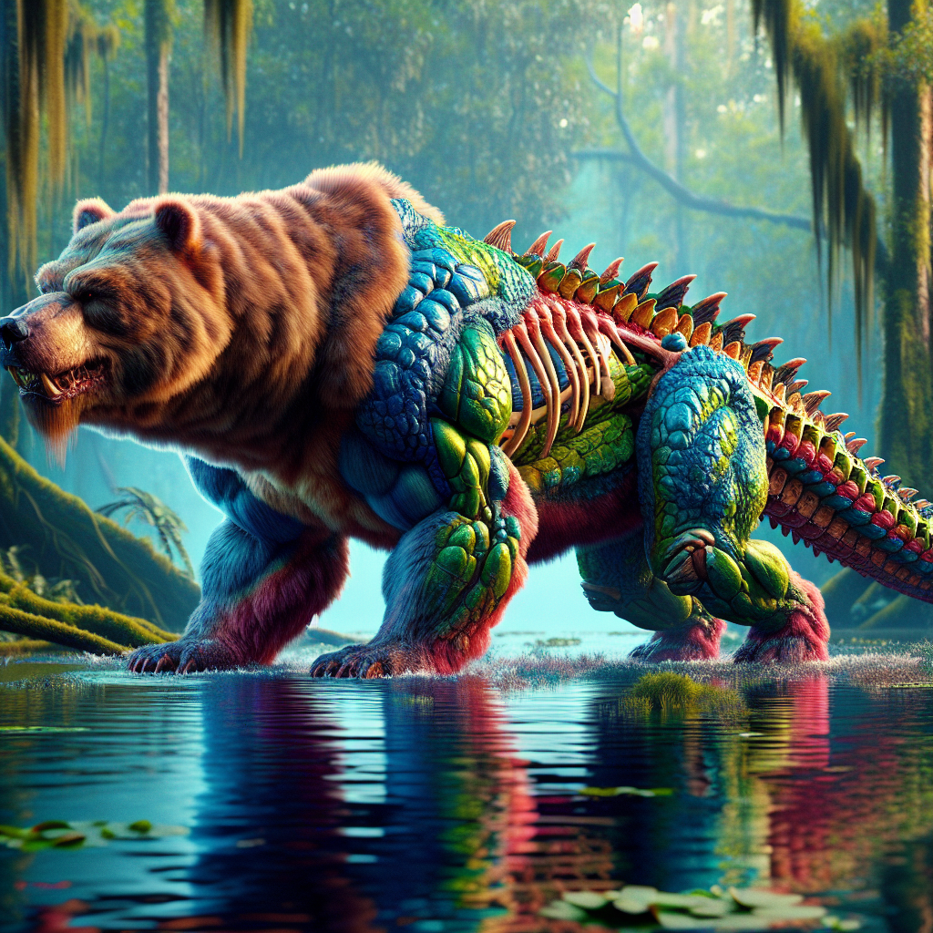 Bearigator, an AI-generated hybrid of Bear and Alligator