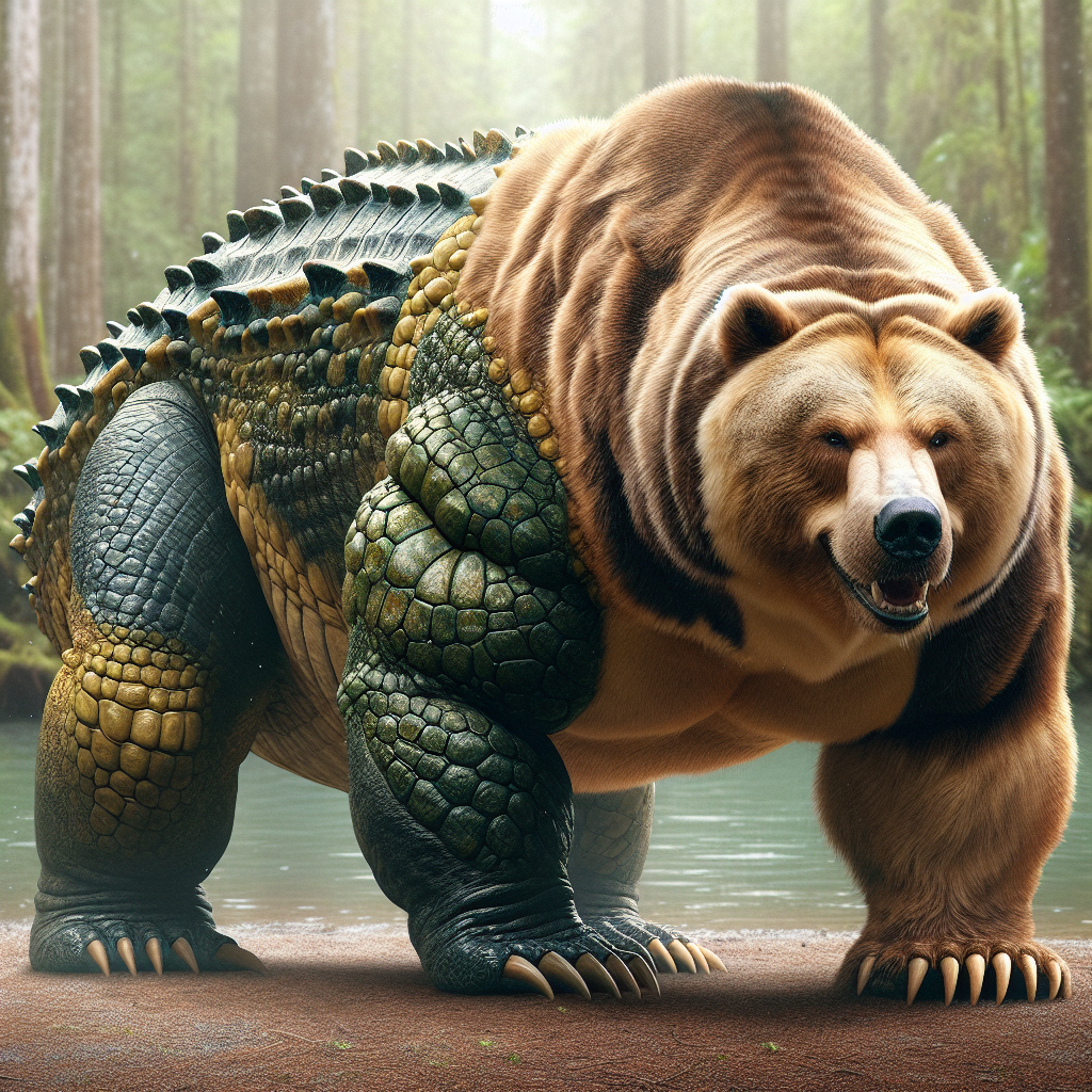 Bearigator, an AI-generated hybrid of Bear and Alligator