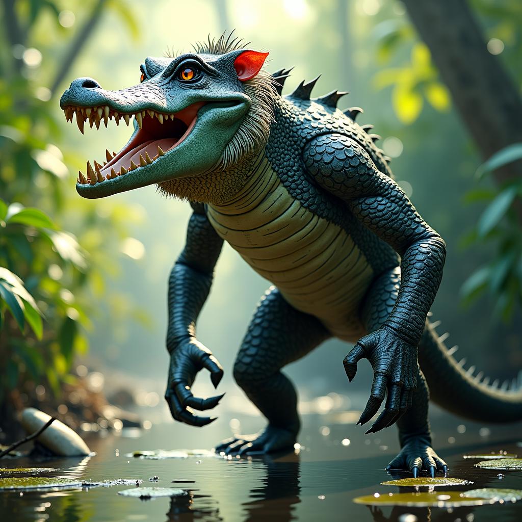 Gatorboon, an AI-generated hybrid of Alligator and Baboon