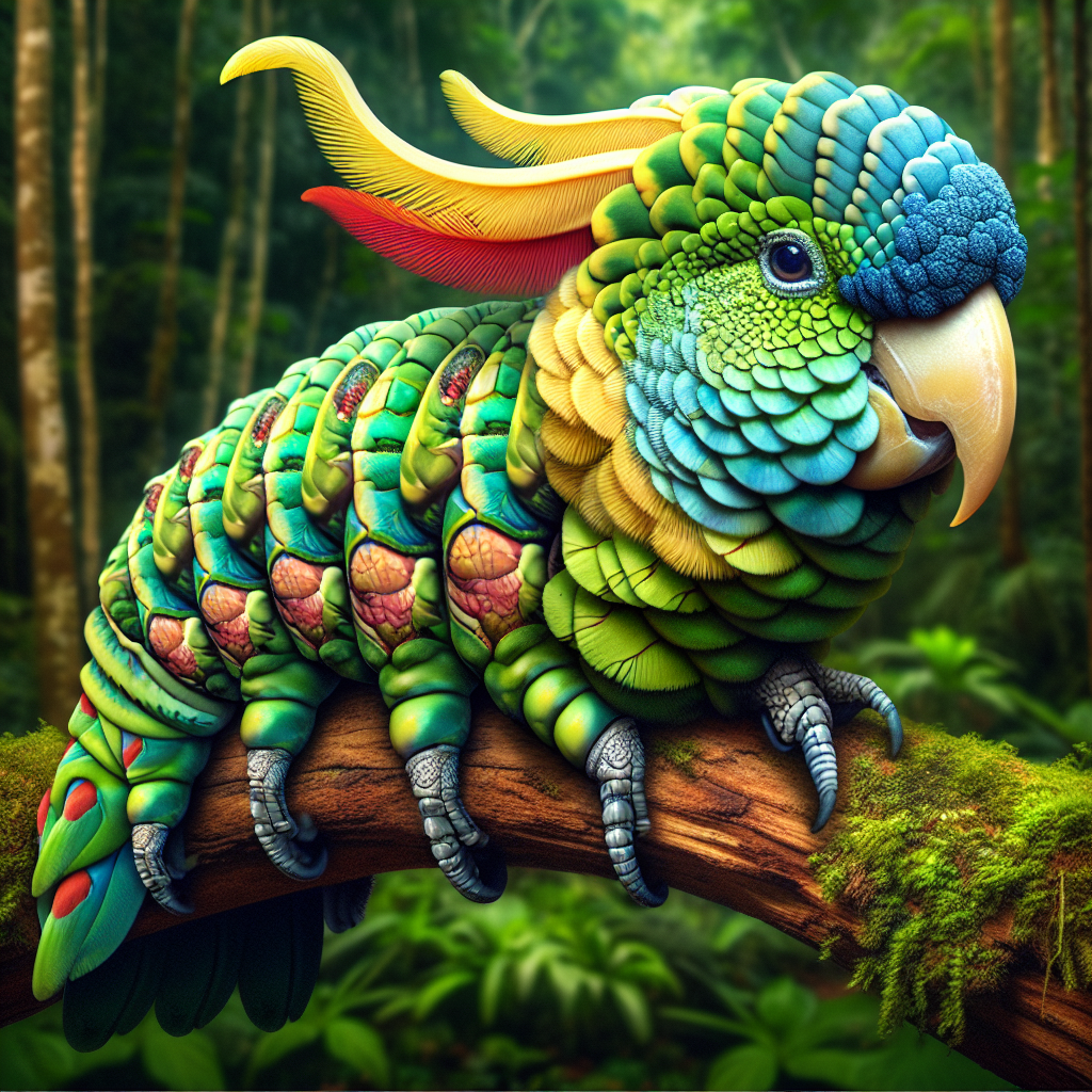 Catercockatoo, an AI-generated hybrid of Caterpillar and Cockatoo