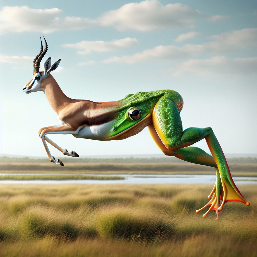Frogazelle, an AI-generated hybrid of Gazelle and Frog