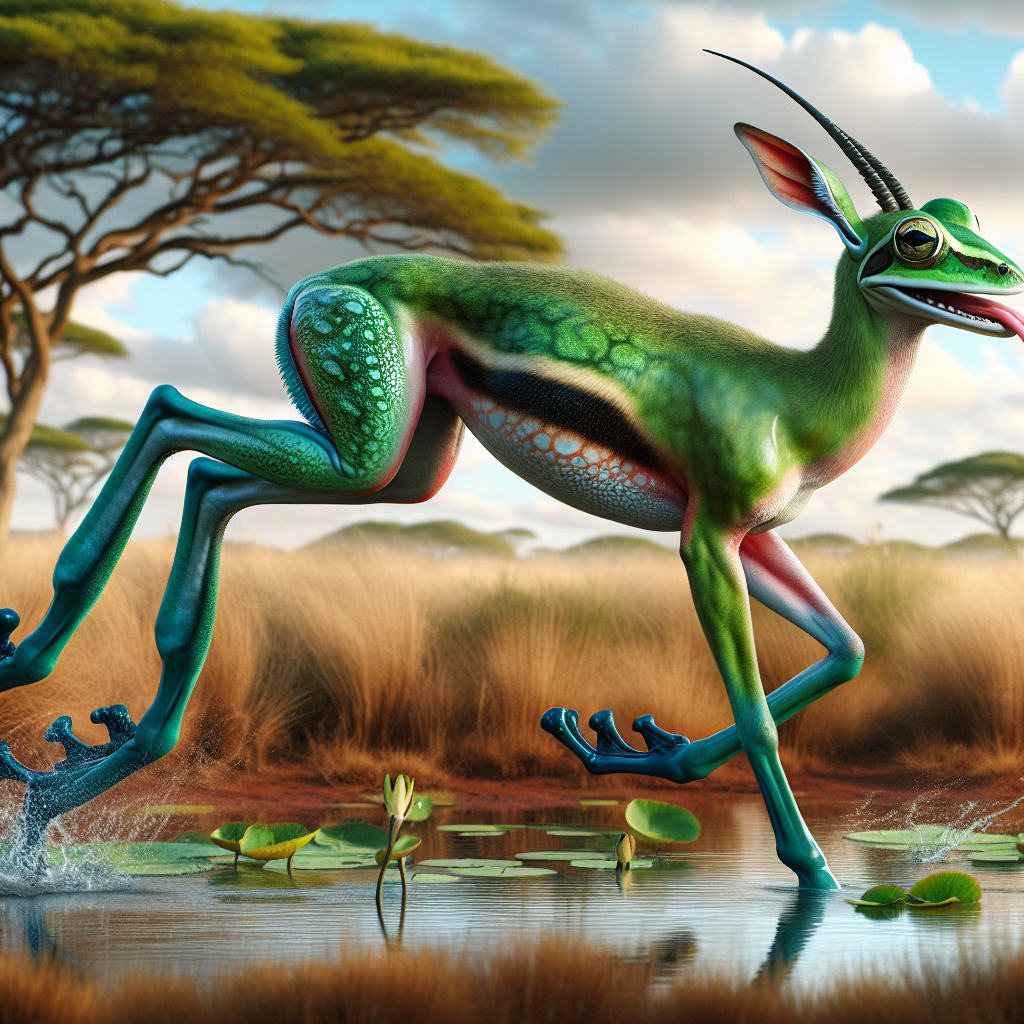 Froggazelle, an AI-generated hybrid of Frog and Gazelle