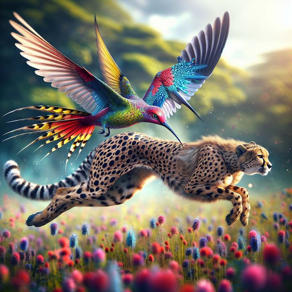 Cheetahbird, an AI-generated hybrid of Cheetah and Hummingbird