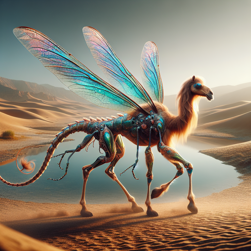 CameDragonfly, an AI-generated hybrid of Camel and Dragonfly