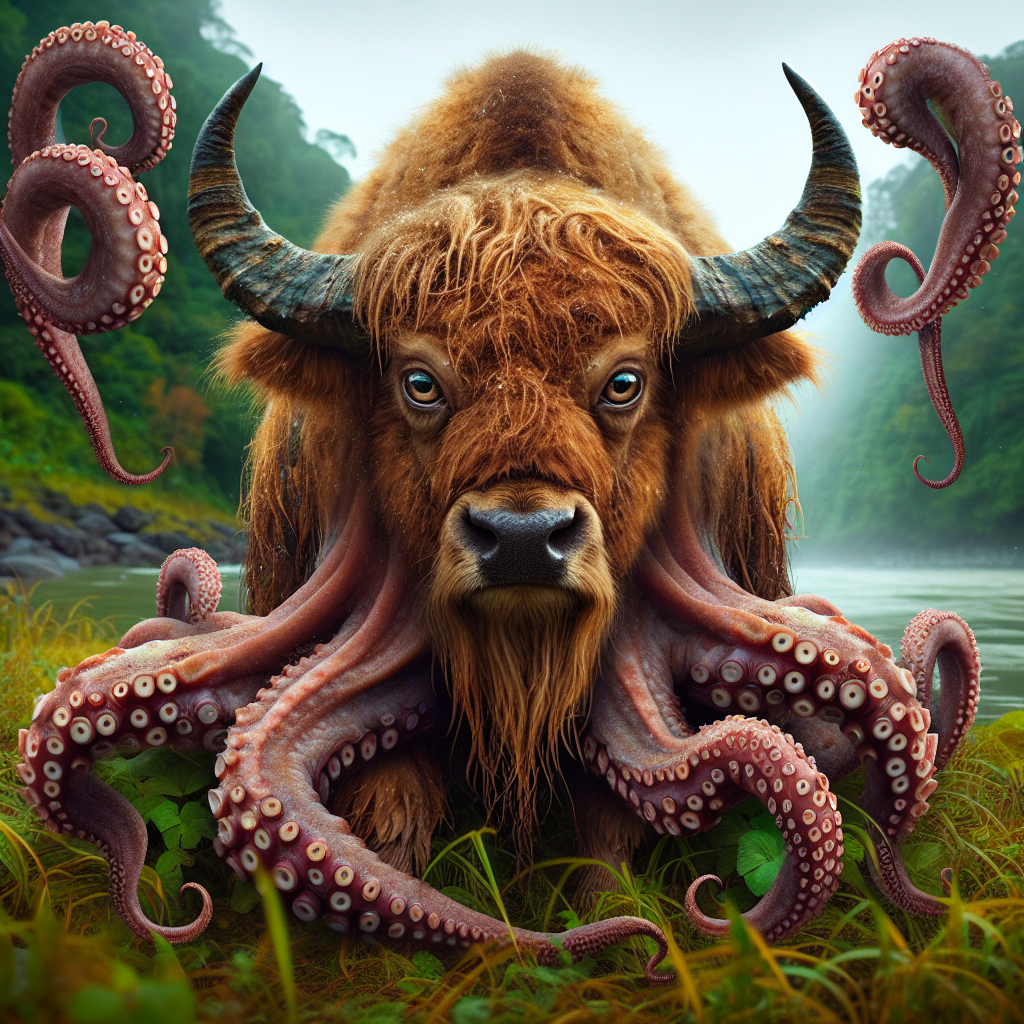 Bisonopus, an AI-generated hybrid of Bison and Octopus