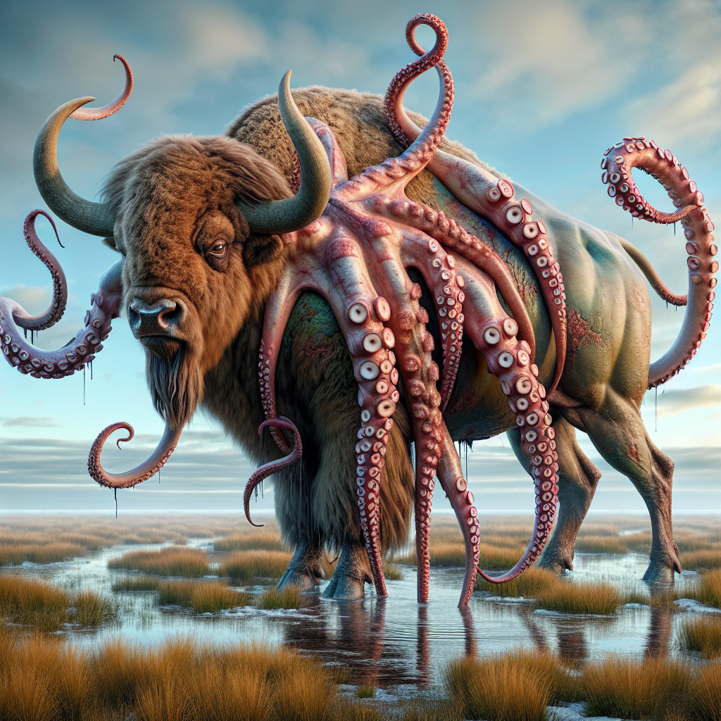 Bisonopus, an AI-generated hybrid of Bison and Octopus
